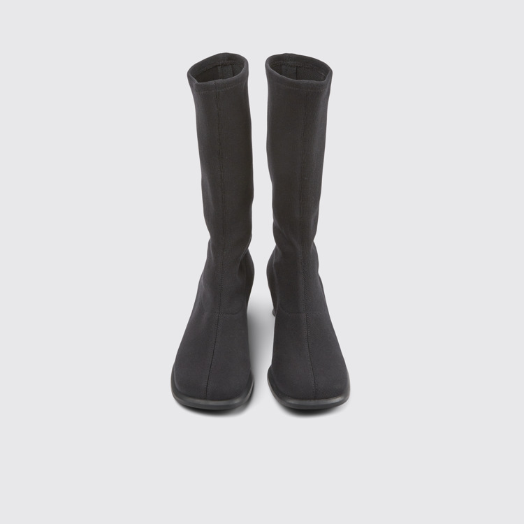 Overhead view of Dina Black TENCEL™ Lyocell high boots