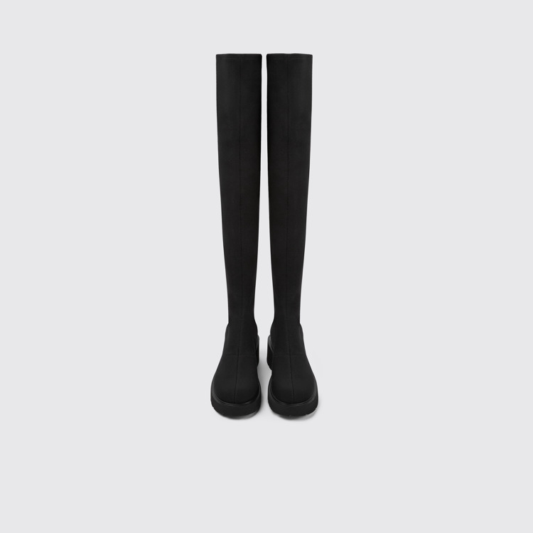 Overhead view of Milah TENCEL® Black TENCEL™ Lyocell high boots for women