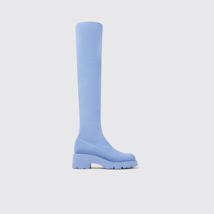 Side view of Milah TENCEL® Blue TENCEL™ Lyocell high boots for women