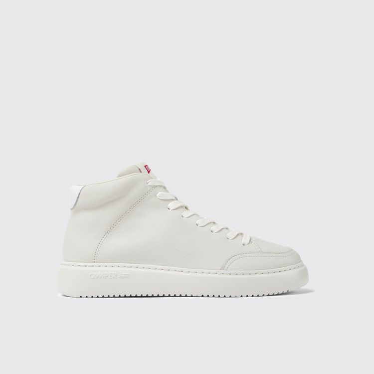 Side view of Runner K21 White non-dyed leather sneakers for women