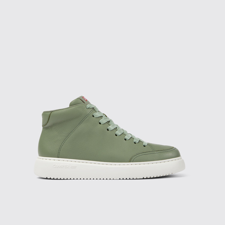 Side view of Runner K21 Green leather sneakers for women