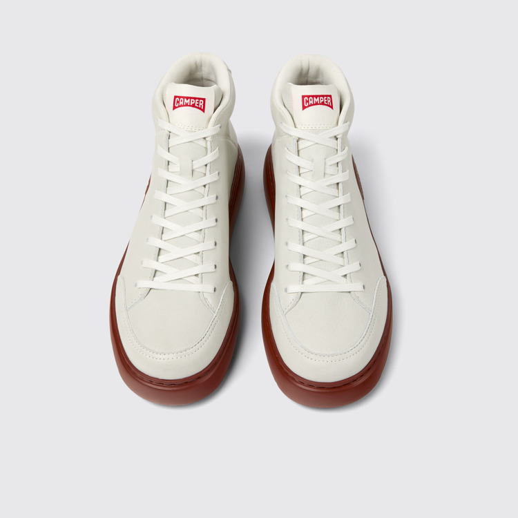 Overhead view of Runner K21 White non-dyed leather sneakers for women