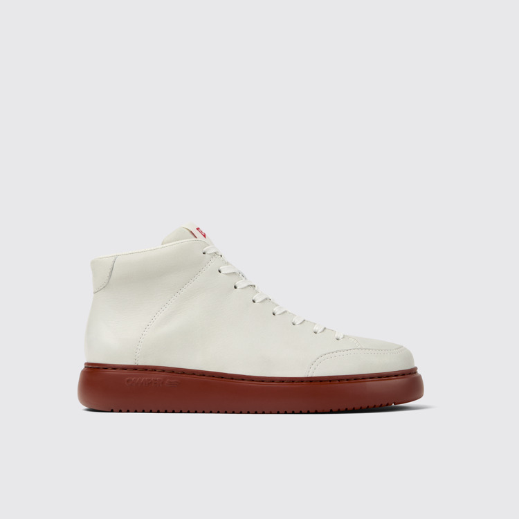 Side view of Runner K21 White non-dyed leather sneakers for women