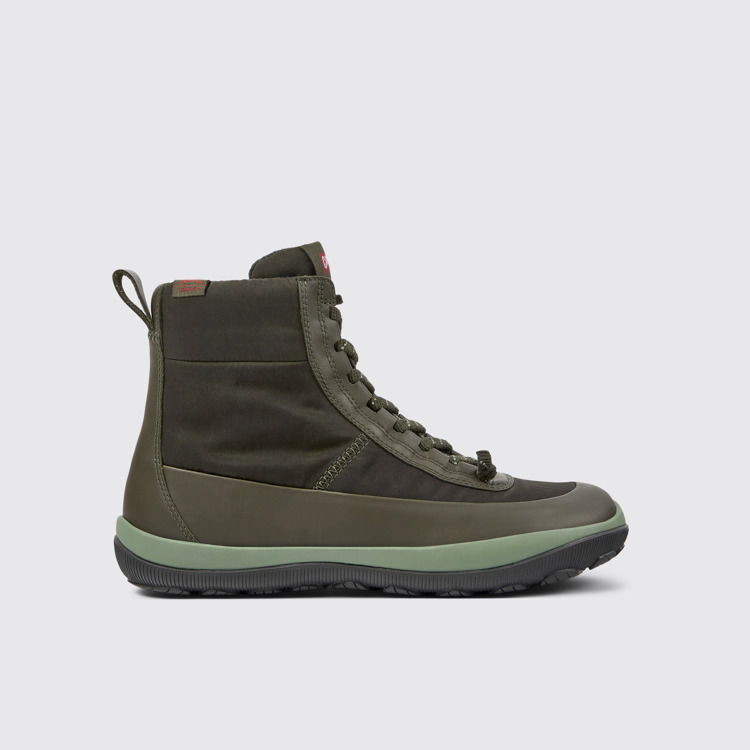 Side view of Peu Pista PrimaLoft® Green recycled nylon and leather boots for women