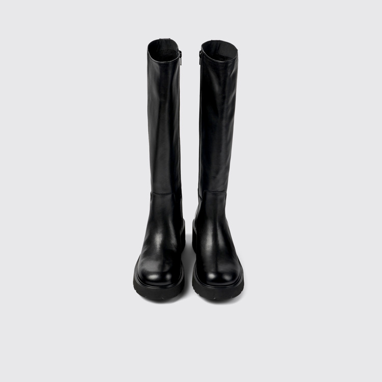 Overhead view of Milah Black leather high-boots for women