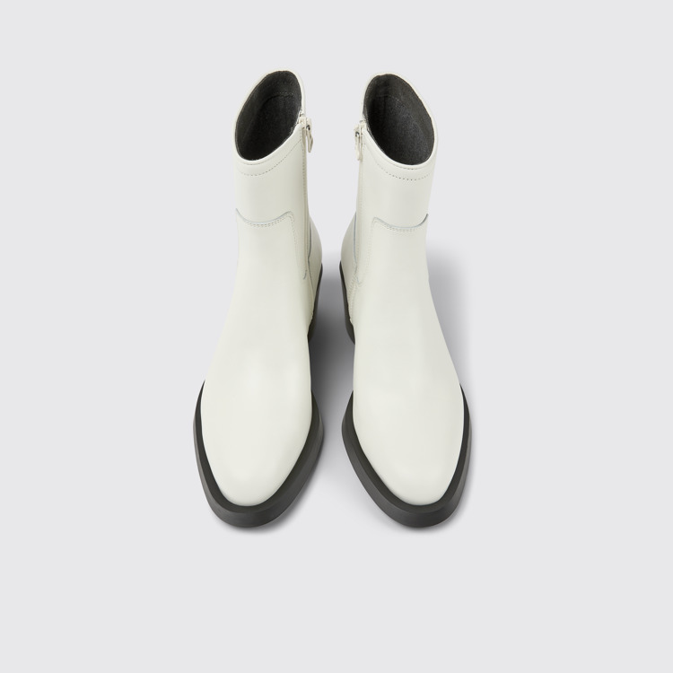 Overhead view of Bonnie White leather ankle boots for women