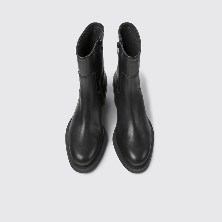 Overhead view of Bonnie Black leather boots for women