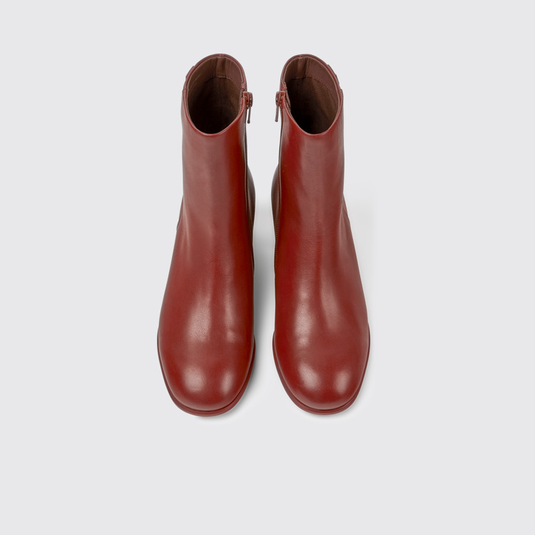 Overhead view of Katie Burgundy leather ankle boots