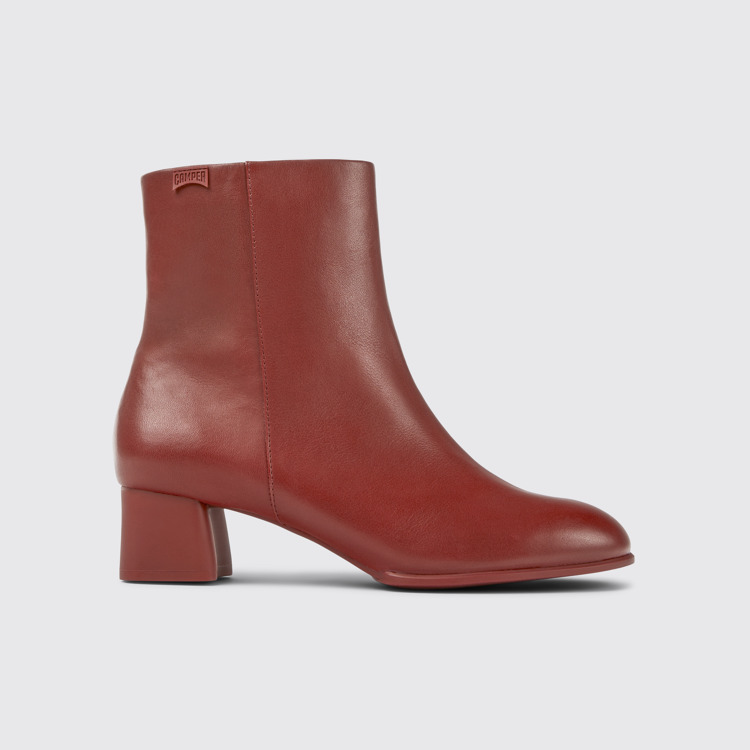 Side view of Katie Burgundy leather ankle boots