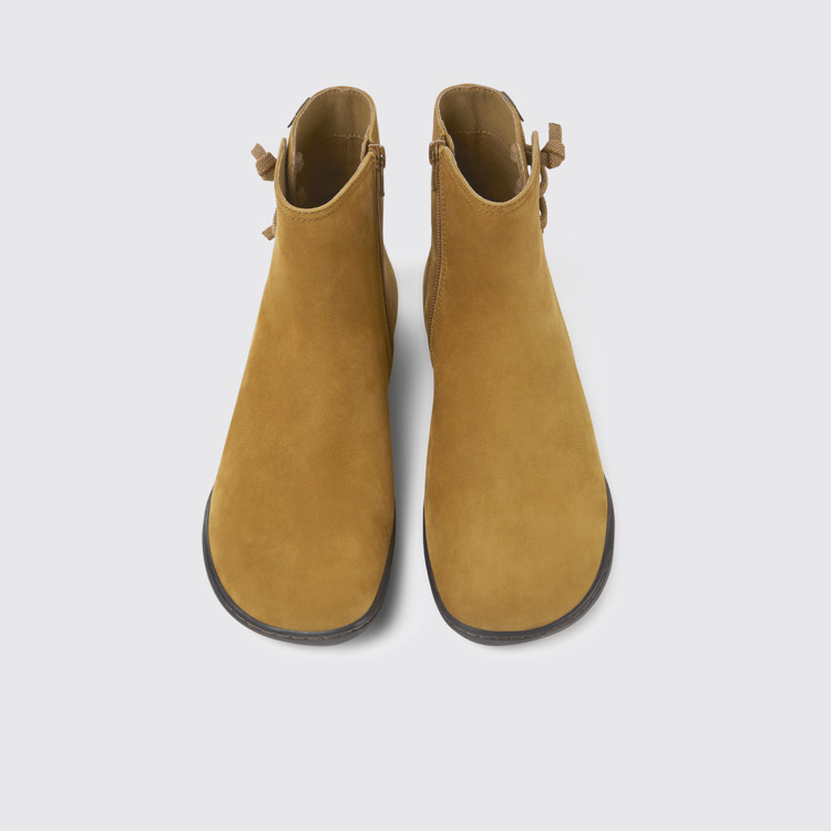 Overhead view of Peu Light brown nubuck ankle boots for women