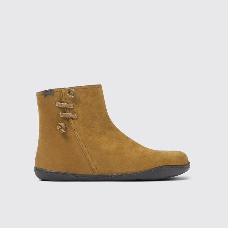 Side view of Peu Light brown nubuck ankle boots for women