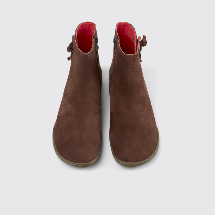 Overhead view of Peu Brown nubuck ankle boots for women