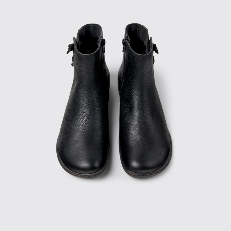 Peu Bottes en cuir noir pour femme