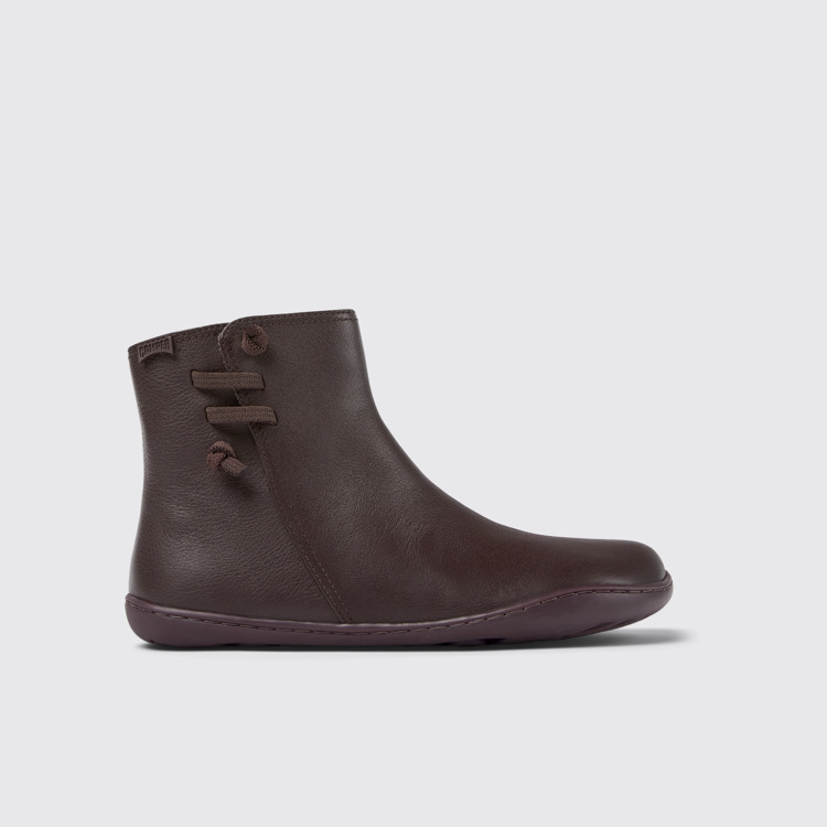 Side view of Peu Burgundy leather ankle boots for women