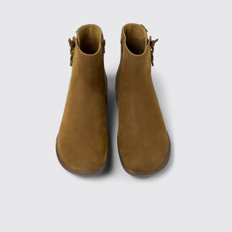 Overhead view of Peu Brown nubuck ankle boots for women