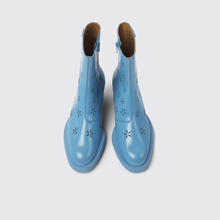 Overhead view of Bonnie Blue leather boots for women