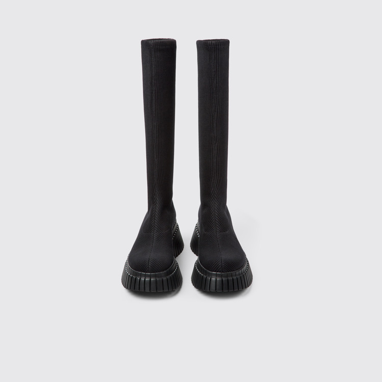 Overhead view of BCN TENCEL® Black textile boots for women