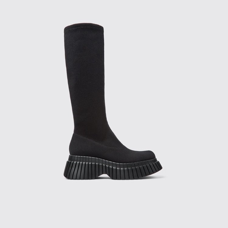 Side view of BCN TENCEL® Black textile boots for women