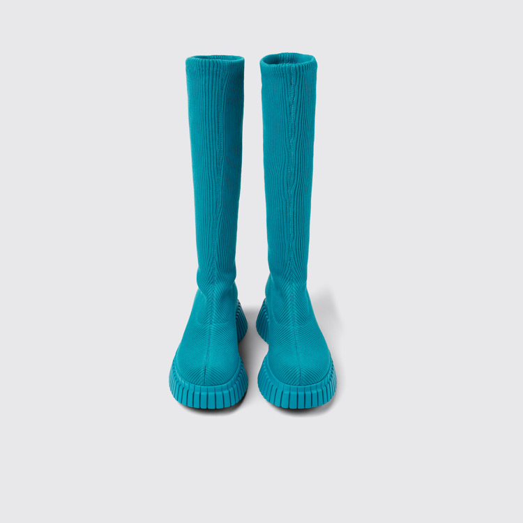 Overhead view of BCN TENCEL® Blue textile boots for women