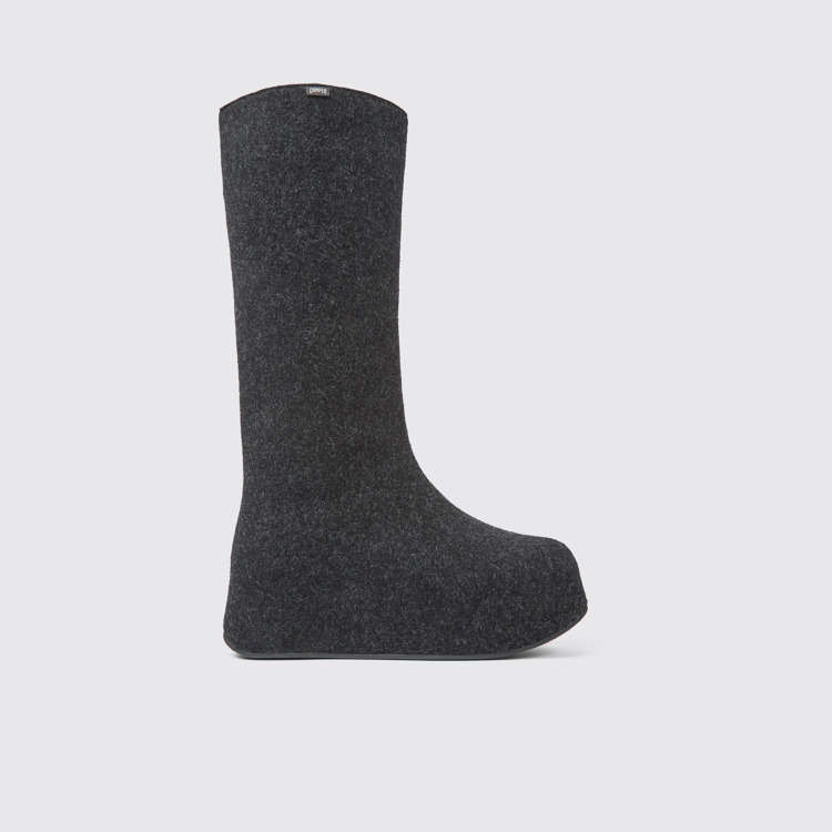 Side view of Camper x Ottolinger Dark gray wool high boots for women