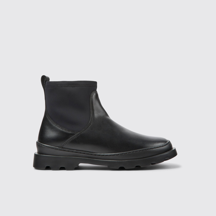 Brutus Bottines noires en cuir et textile pour femme