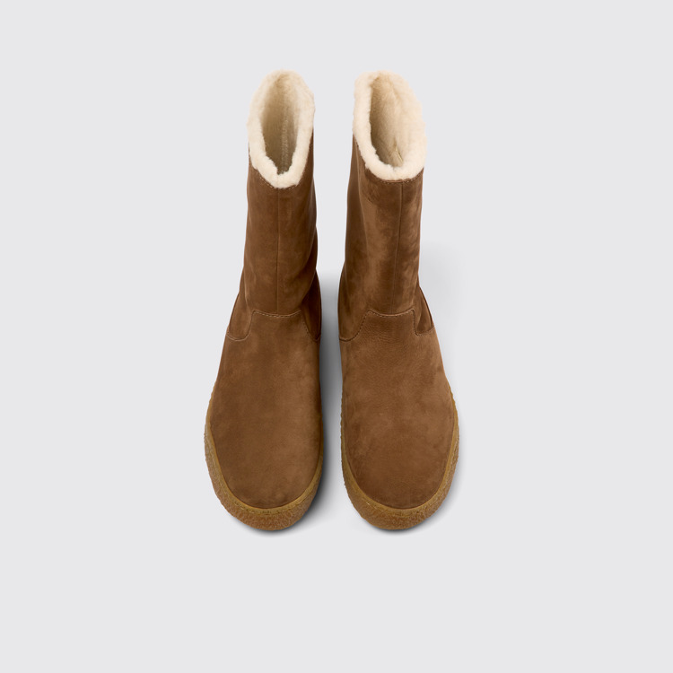 Overhead view of Peu Terreno Brown nubuck boots for women