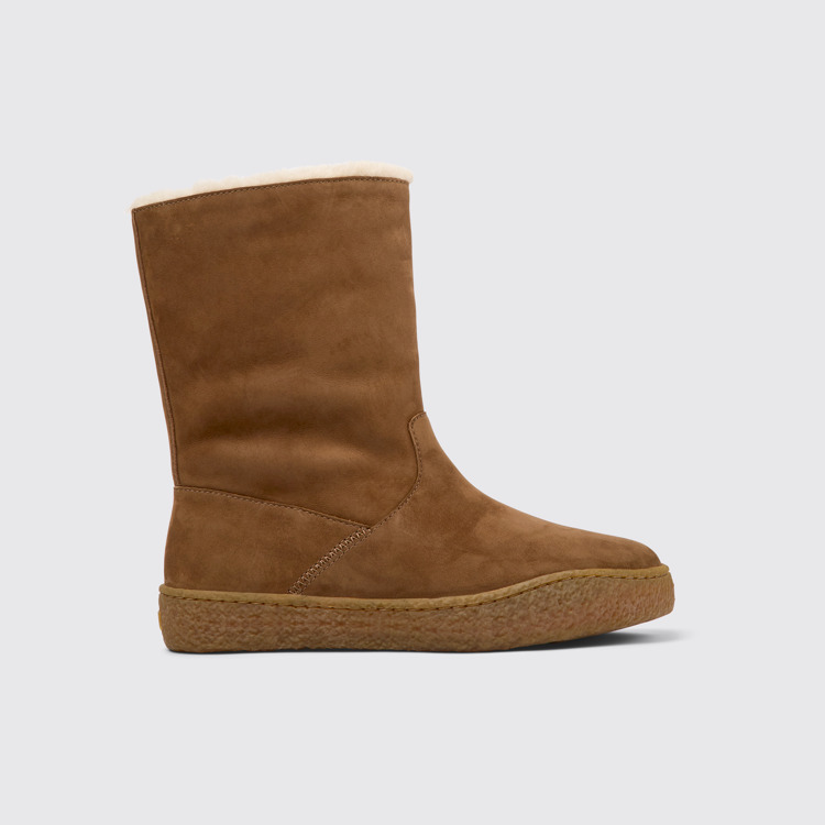 Side view of Peu Terreno Brown nubuck boots for women