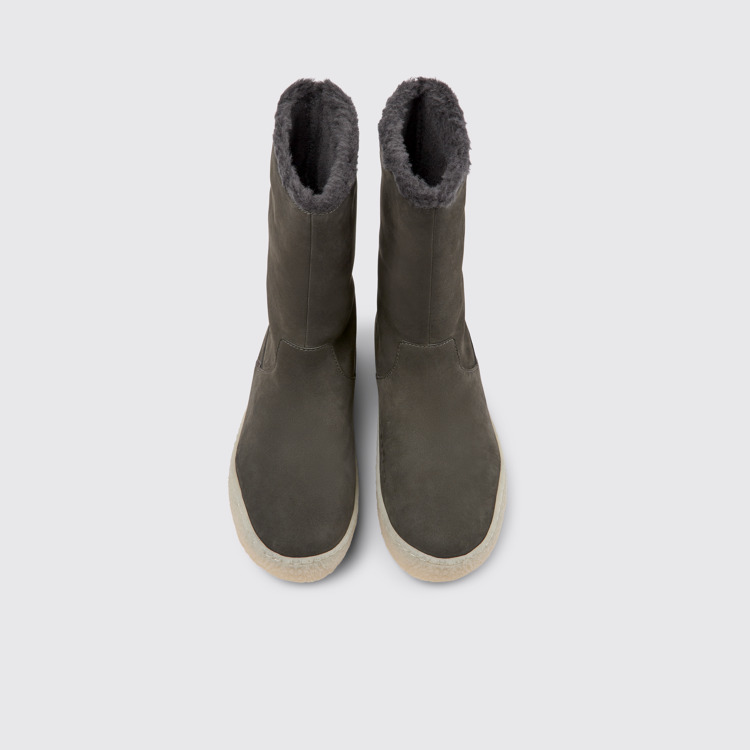 Overhead view of Peu Terreno Gray nubuck boots for women