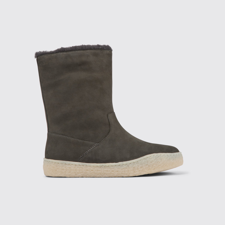 Side view of Peu Terreno Gray nubuck boots for women