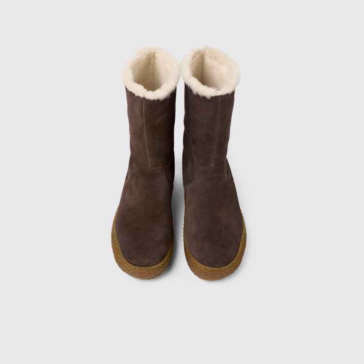 Overhead view of Peu Terreno Brown Nubuck Boots for Women