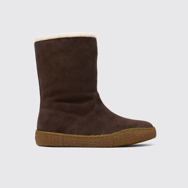 Side view of Peu Terreno Brown Nubuck Boots for Women