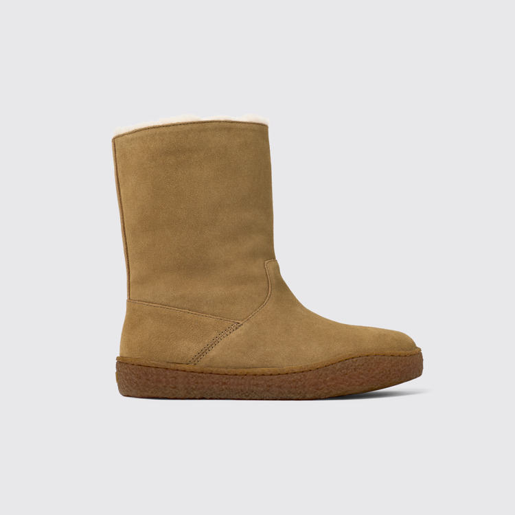 Side view of Peu Terreno Brown Nubuck Boots for Women