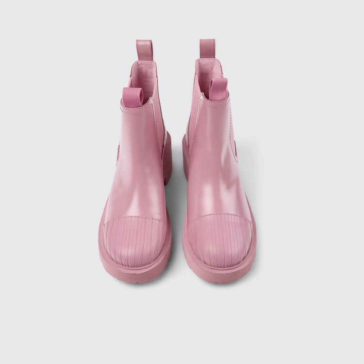 Overhead view of Milah Pink leather Chelsea boots for women