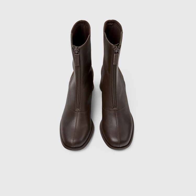 Kiara <strong>FR:</strong> Bottes en cuir marron et PET recyclé pour femme