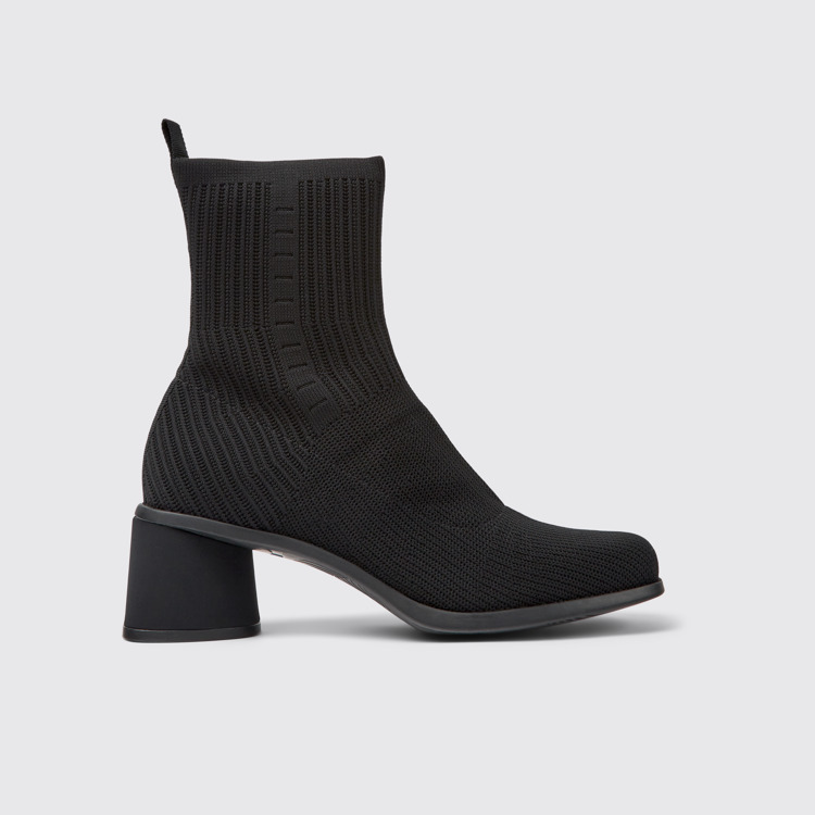 Side view of Kiara TENCEL® Black textile boots for women