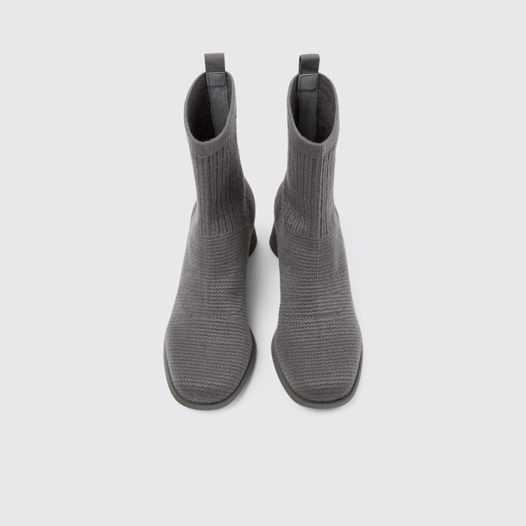 Overhead view of Kiara TENCEL® Gray textile boots for women