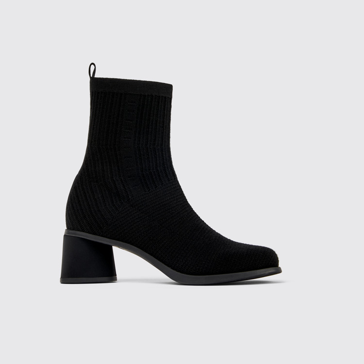 Side view of Kiara TENCEL® Black textile boots for women