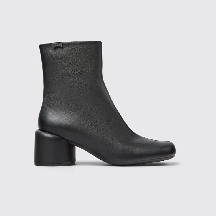 Side view of Niki Black leather boots for women