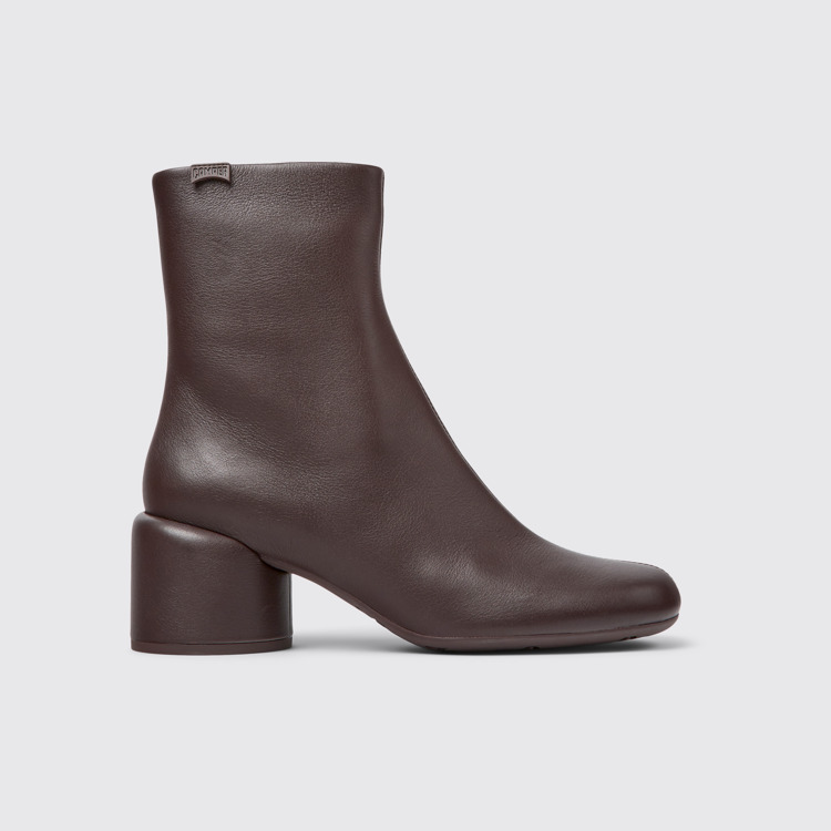 Side view of Niki Burgundy leather boots for women