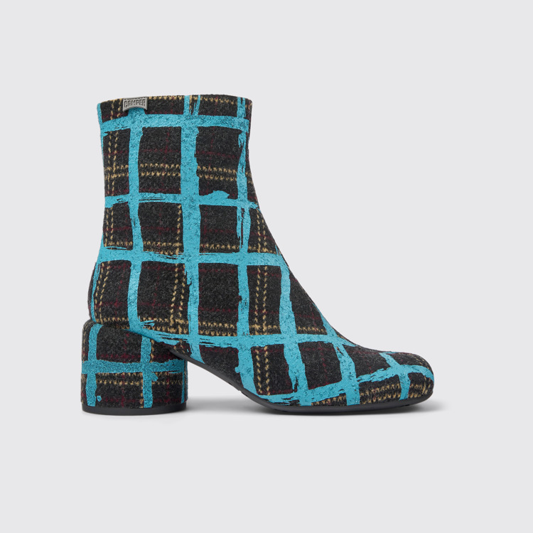 Side view of Niki Multicolored recycled wool boots for women