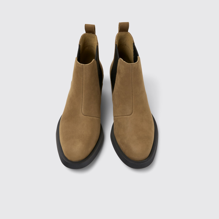 Overhead view of Bonnie Brown nubuck ankle boots for women