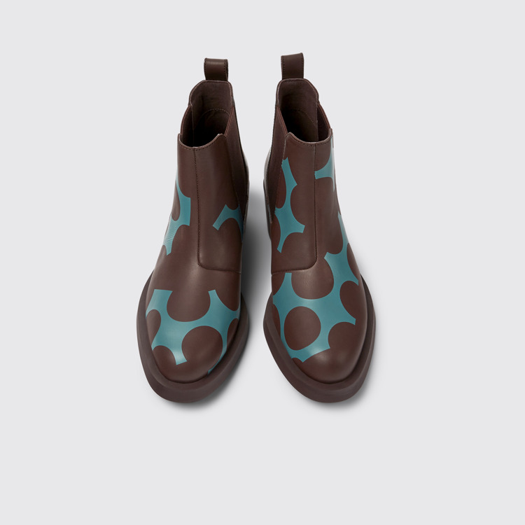 Twins Bottines en cuir bordeaux et bleu pour femme