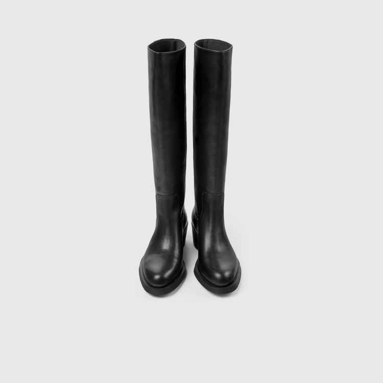 Overhead view of Bonnie Black leather boots for women