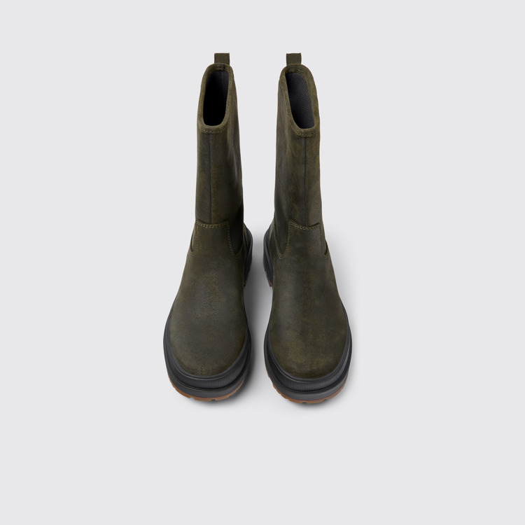 Overhead view of Brutus Trek Green nubuck boots for women