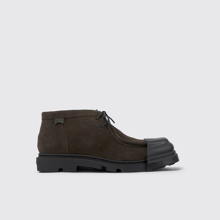 Side view of Junction Gray nubuck shoes for women