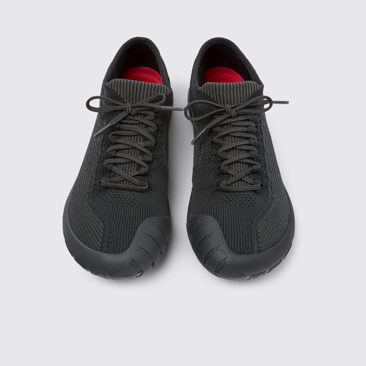 Overhead view of Path Black textile sneakers for women