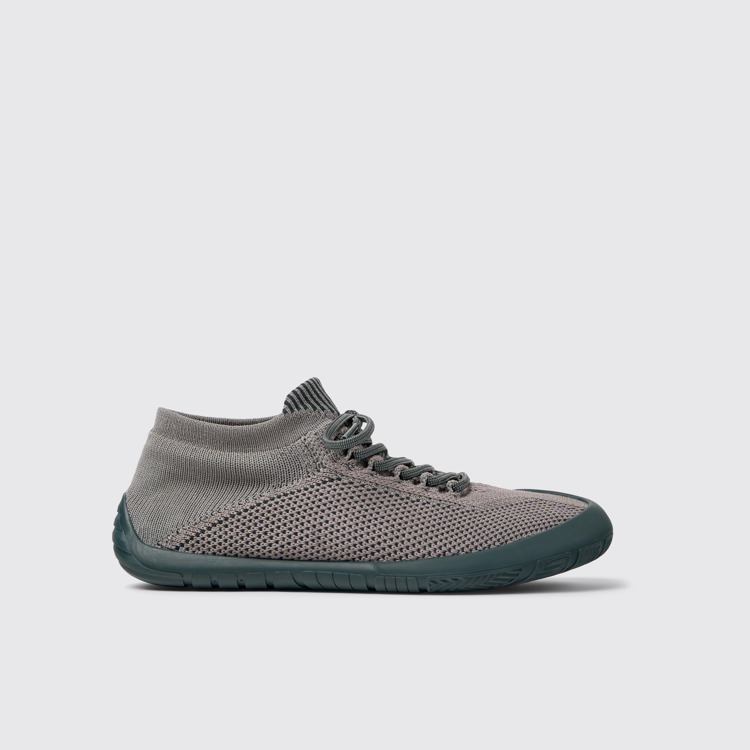 Side view of Path Gray textile sneakers for women