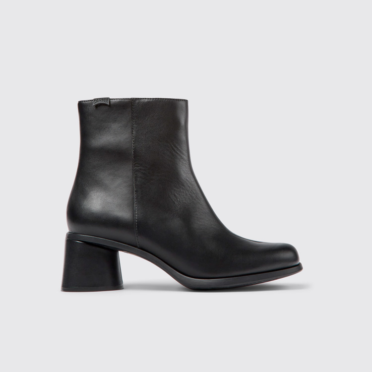 Side view of Kiara Black leather boots for women