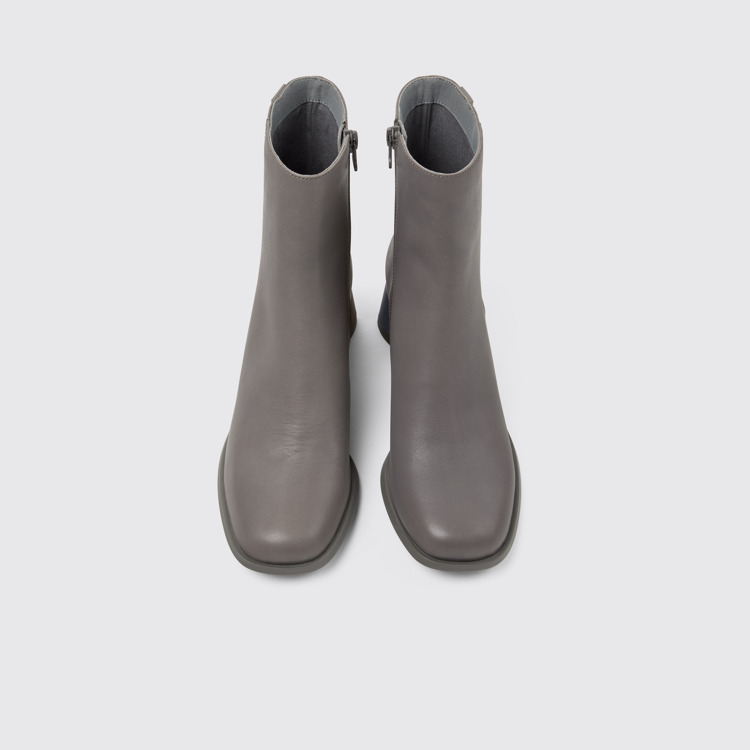 Overhead view of Twins Gray leather boots for women