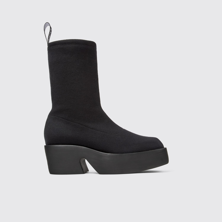 Side view of Billie TENCEL® Black textile boots for women